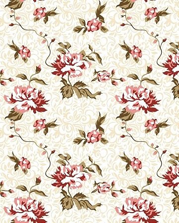 Papel de parede floral com Fundo Arabesco