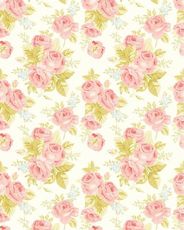 Papel de parede Floral com Rosas Delicadas