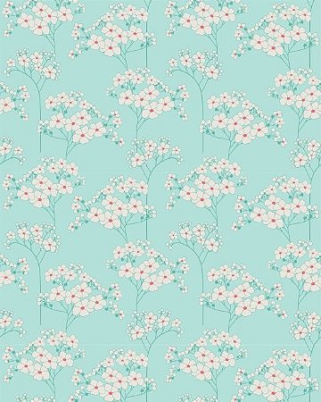 Papel de parede Floral Delicado com Fundo Verde