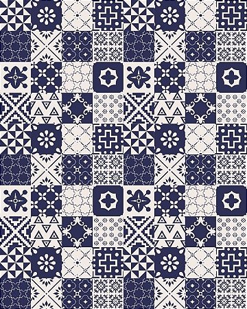 Azulejo Hidráulico em tons de Azul e Bege