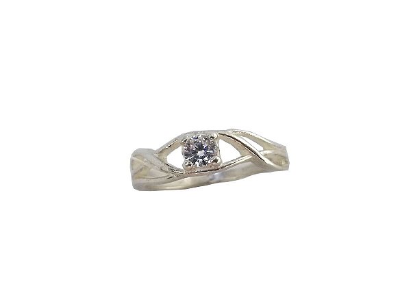 Anel de Prata Pura 925 Feminino 3 fios Entrelaçado Zirconia 4 mm
