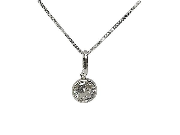 Colar Feminino Prata 925 Ponto de luz Zirconia Redondo 6 mm