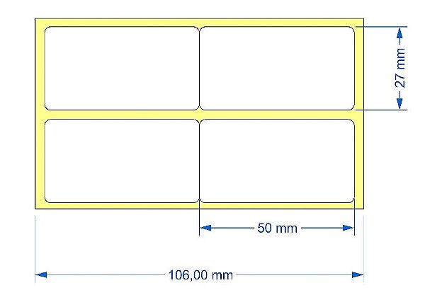 Etiqueta Autoadesiva TÉRMICA 50x27mm 2 colunas Rolo c/ 2.000 - Sem Espaço