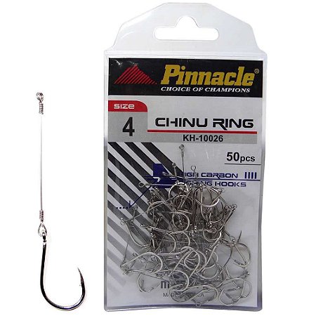 Anzol Pinnacle Encastoado Chinu Ring Nickel N.4 com 50 unidades