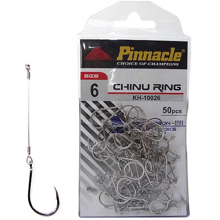 Anzol Pinnacle Encastoado Chinu Ring Nickel N.6 com 50 unidades