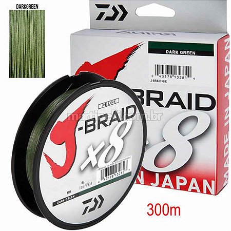 Linha Multifilamento Daiwa J-Braid X8 270m 40lbs 0,32mm Dark Green (verde escuro)