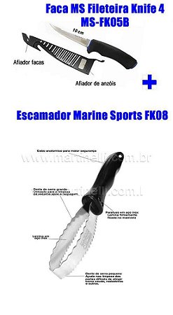 Escamador Marine Sports FK08 + Faca MS Fileteira Knife 4 MS-FK05B