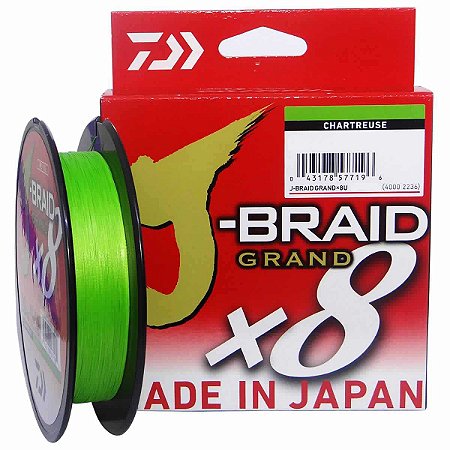 Linha multifilamento Daiwa J-braid Gr X8 Chartreuse 135m 0,23mm 20lb
