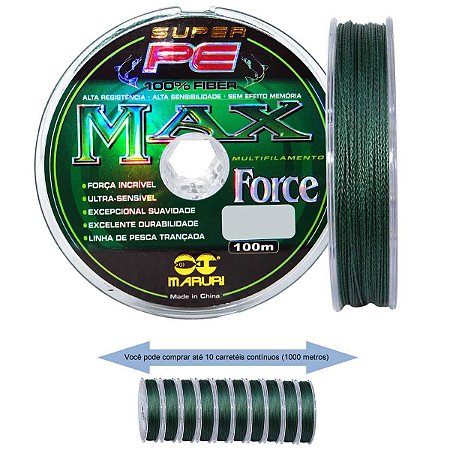 Linha multifilamento Maruri Max Force 0,30mm 44lb 100m verde