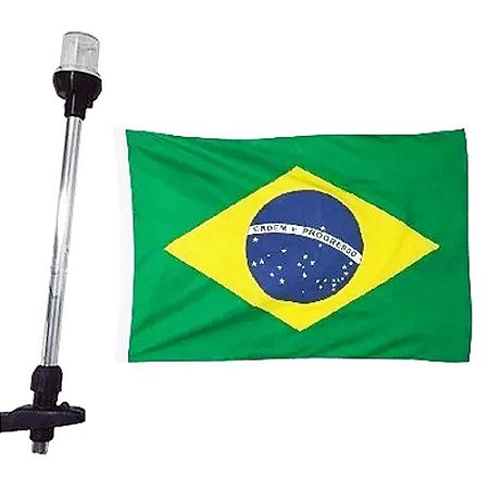 Luz de popa Led 38cm preta efeito Estrobo bandeira Brasil E1342