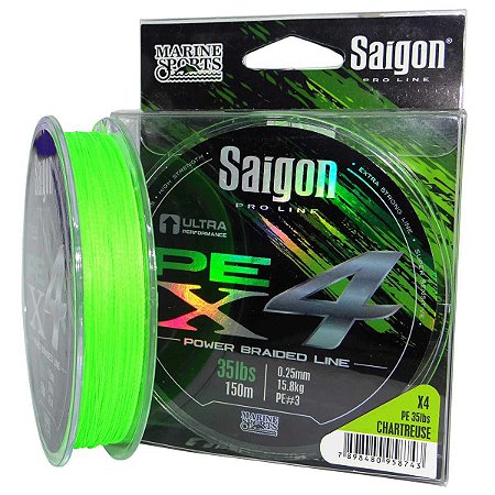 Linha multi Saigon X4 150m 0,25mm 35lb Chartreuse