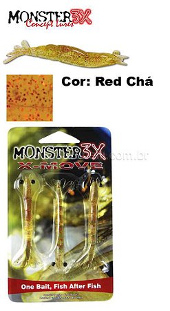 Isca artificial X-Move Monster 3X 9.0 Cm Cor: Red Chá com 3 unidades
