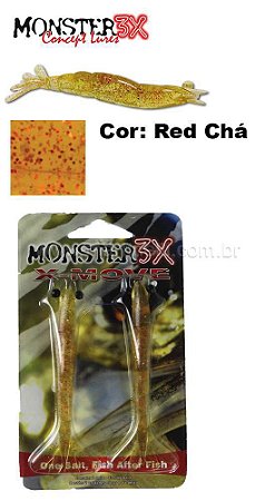Isca artificial X-Move Monster 3X 12 Cm Cor: Red Chá com 2 unidades