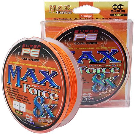 Linha multifilamento Maruri Max Force 8x 150m 0,40mm 55lb 25kg - laranja