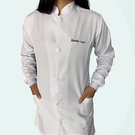 Jaleco Feminino Gola Padre com Punhos