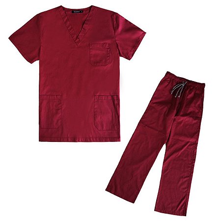 Conjunto Cirúrgico Masculino Bordô (Gabardine)