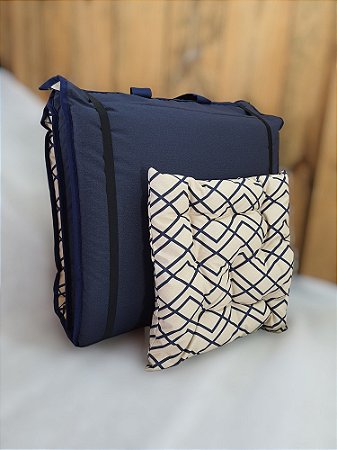 Colchonete Portátil Solteiro 1,90m x 65cm x 7cm  Azul Vi Rei do Futon