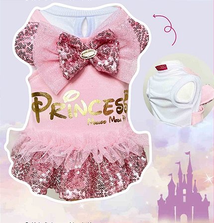 Jardineira Princess Rosa Bebe