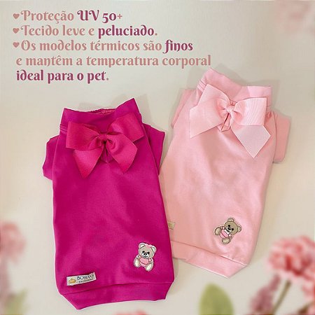 Blusa Térmica Urso Rosa Bebe - Proteção Uv50