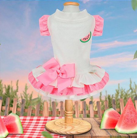 Vestido Canelado - Melancia