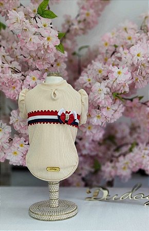 Baby Look Camel - Azul e Vermelha