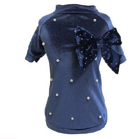 Blusinha Azul com Pérolas