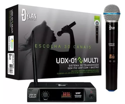 Microfone Sem Fio Dylan Profissional Udx01 Black De Mão