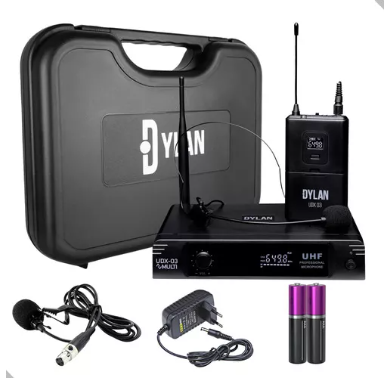 Microfone Sem Fio Dylan Udx03 Headset Lapela Mini Xlr Uhf