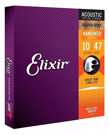 Encordoamento Elixir Violão Phosphor Bronze Revestimento Nanoweb