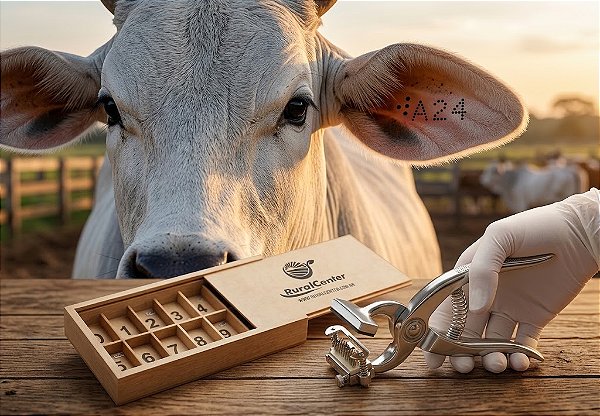 Tatuador em alumínio tipo stone gado bovino, súino, ovino e caprino 04 posições 10mm