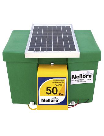 Eletrificador Cerca Elétrica Rural Nellore 4500ns 50km 12v  com painel solar completo