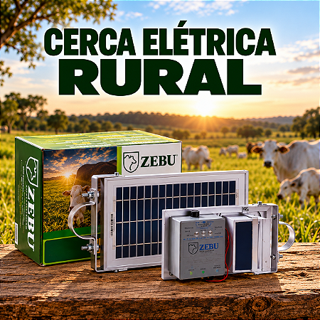 Eletrificador Cerca Zebu 30km Painel Solar Bateria integrada ZS20BI