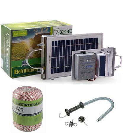 Kit Eletrificador Cerca Zebu 30km Painel Solar Bateria integrada ZS20BI 500 metros de fio