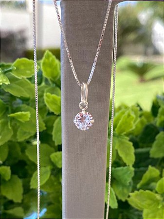 Colar ponto de luz redondo prata 925