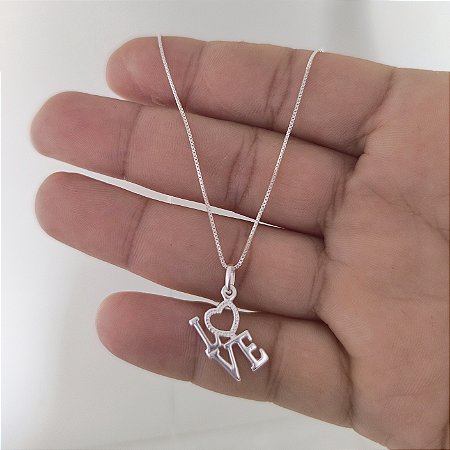 Colar com Pingente Love Prata 925