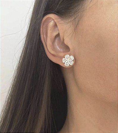 Brinco Flor Prata 925 Feminino
