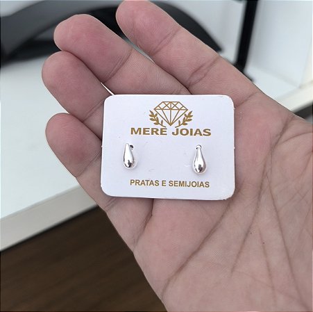 Brinco Gota Maciça Prata 925 Feminino
