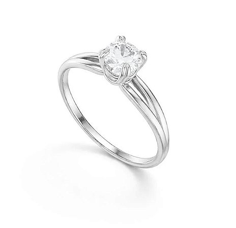 Anel Solitário Prata 925 Clássico