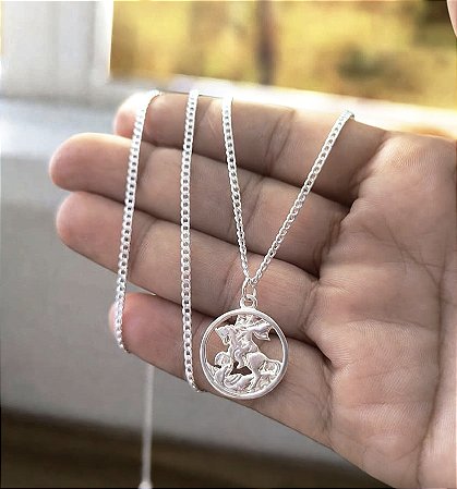 Colar Masculino São Jorge Prata 925 60cm