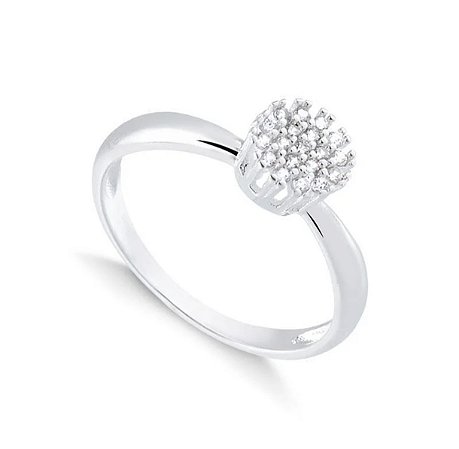 Anel Chuveiro Redondo Cravejado em Prata 925