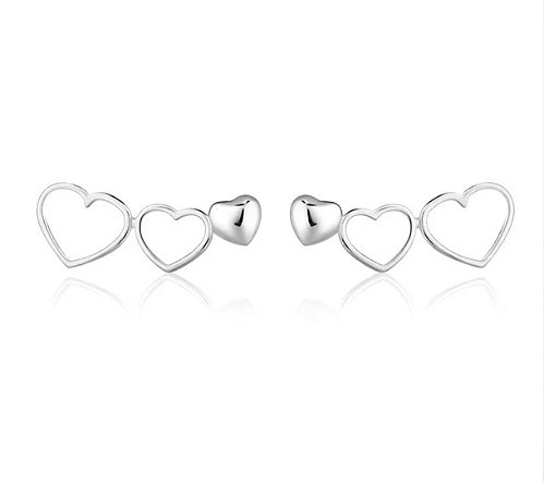 Brinco Três Corações Prata 925 Feminino