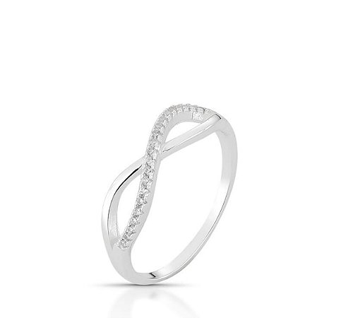 Anel Infinito Cravejado Prata 925