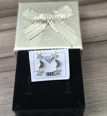 Brinco estrela e lua prata 925