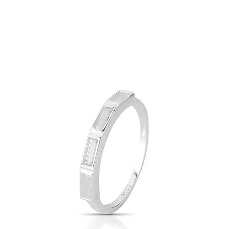 Anel Pedra Zircônias Prata 925