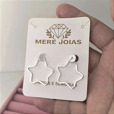 Argola Estrela Prata 925 Feminina