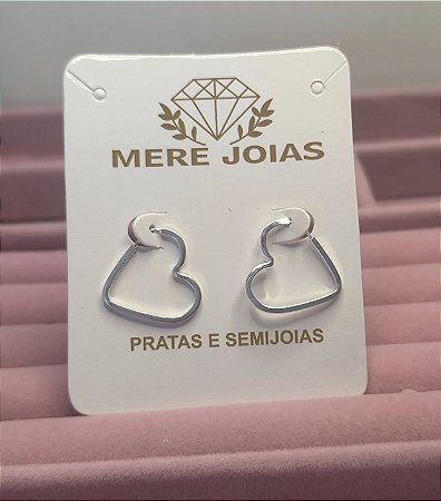 Argola Coração Fio Quadrado Prata 925