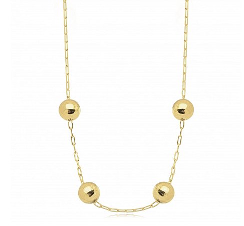 Choker Corrente Bolas Lisas Ouro 18K 43cm