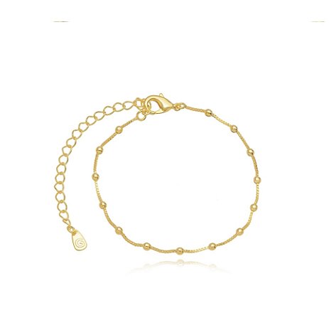 Pulseira Bolinhas Lisas Ouro 18k 16cm