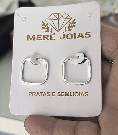 Argola Quadrada Média Prata 925