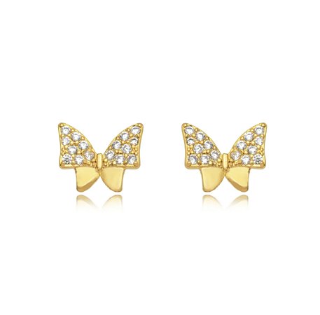 Brinco Semijoia Borboleta com Microzirconias